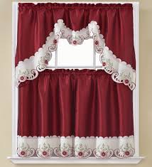 red swag valances & kitchen curtains