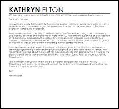 Activity Coordinator Cover Letter Sample Cover Letter Templates Examples