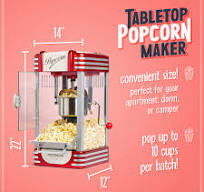 Retro 10 Cup Table-Top Popcorn Maker, Retro Red