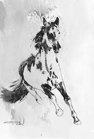 Black And White Horse Canvas Wall Art Wild Running Horse Black White Horse Painting Black Etsy Horse Painting White Horse Painting Watercolor Horse Painting
