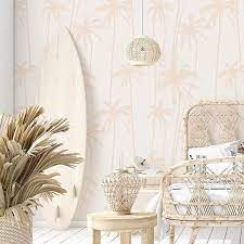 Peachy Palms Removable Wallpaper Peach Coastal Also For Dolls House Ikea Kmart Kids Play Kitchen Splashbacks In 2021 Removable Wallpaper Wallpaper Kids Play Kitchen