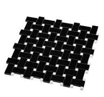 12 x 12 Black Polished Natural Stone Basketweave Patterned ...