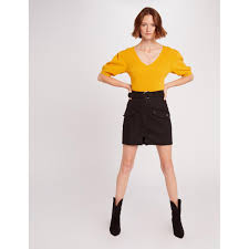 Jupe droite taille élastiquée taille haute coupe droite courte taille élastiquée détails fils métallisés. Jupe Droite Taille Haute Ceinturee 3 Suisses