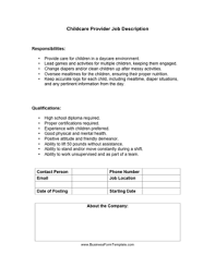 Childcare Provider Job Description Template Job Description Template Office Manager Job Description Jobs For Teachers