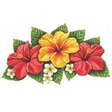 Triple Hibiscus Flower Red Yellow Pool Mosaic Flower Drawing Hawaiian Flower Drawing Hawaiian Flower Tattoos