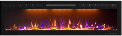 Free 2 day shipping · 5 years warranty Fast Shipping To You Mystflame 50 Inch Electric Fireplace Ultra Slim Frame In Wall Recessed Wall Mounted Multicolor Flame Log Crystal Hearth 1500 750 Watt Heater