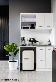 This Beauty Blogger S Office Is A Minimalist S Dream Come True Office Kitchenette Kitchen Design Small Pantry Design