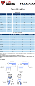 Nasco Sizing Charts