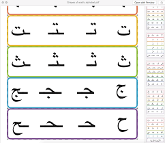 arabic alphabet shapes strips arabic playground