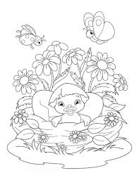 Color pictures of baby animals, spring flowers, umbrellas, kites and more! 65 Spring Coloring Pages Free Printable Pdfs