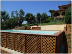 Lattice To Cover Above Ground Pool Panels Backyard Pool Backyard Pool Landscaping Above Ground Pool Landscaping