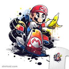 Go Kart Watercolor Super Mario Art Cartoon Art Mario Art