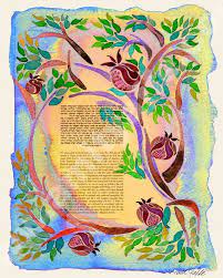 Custom Ketubah Ketubahs Wedding Vows Jewish Wedding Marriage Contract Jewish Judaica Art Print Pomegranates Art Judaica Art Ketubah Jewish Wedding