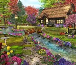 Vor Construi Case Bilder Cottage Garten Acryl Malen