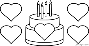 Simple happy birthday coloring page: Birthday Cake Coloring Pages Coloringall