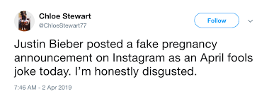 Justin Bieber Posted A Fake Pregnancy Announcement For April Fools Day