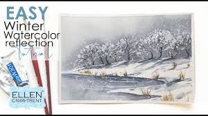 One of the best things about painting with watercolors? Easy Winter Landscape With Water Reflections In Watercolor Christmas Card Ideas Youtube