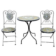 ensemble de balcon 3 pieces en metal et mosaique avec table de jardin ronde de 60 cm de diametre et chaises de jardin table de jardin ronde chaise de jardin table de jardin
