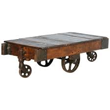 Antique Vintage Luggage Cart Coffee Table Circa 1920 With Cast Iron Wheels Cart Coffee Table Coffee Table Coffee Table Makeover
