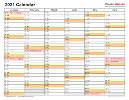 2021 calendar printable template including week numbers and united states holidays, available in pdf word excel jpg format, free download or print. 2021 Calendar Free Printable Excel Templates Calendarpedia
