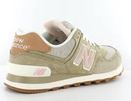 New balance 574 femme beige pink suede et mesh baskets decontractee. New Balance Rose Beige