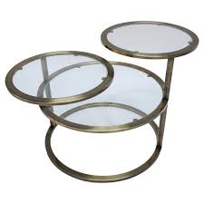 Three Tiered Brass Coffee Side Table By Adesso Eclectic Imports Glass Shelves Coffee Table Adjustable Shelving