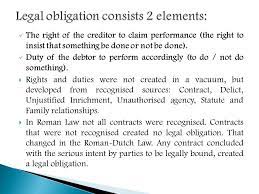 Examples of circumstances giving rise to a natural obligation examples of circumstances giving rise to a natural obligation are: Define A Legal Obligation Explain The Number Of Obligations Arising From A Contract Discuss Legally Relevant Agreements Ppt Download