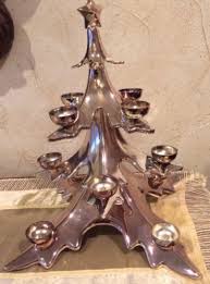 Large Retired Pottery Barn Silver Plated Christmas Tree Candle Holder Candelabra Tree Candle Holders Christmas Tree Candle Holder Candle Tree