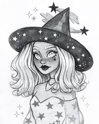 Ana Paula Azevedo On Instagram Star Witch For Today S Painting Flower Witch Inktober Inktober2019 Witch Art Cartoon Witch Witch Drawing