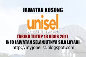 Kerja kosong kerajaan 2017 is a business app developed by malaysian network. Jawatan Kosong Di Universiti Selangor Unisel 18 Ogos 2017