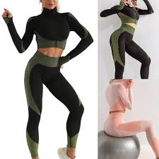 Seamless Workout Yoga Sets Female Sports Gym Suit Wear Running Clothes Women Fitness Sports Leggings Long Sleeve Yoga Clothes Bra Shopee Malaysia