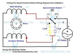 Controlling the speed of three phase ac motor is done by controlling the frequency of the power line supply, since the motor is synchronized with the the three phase power inverter is a complex circuit, but fortunately there is an integrated circuit chip for this purpose. Ceiling Fan Speed Control Switch Wiring Diagram Electricalonline4u