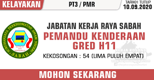 Iklan jawatan kosong kerajaan terkini. Jawatan Kosong Kerajaan Negeri Sabah 2020 Pemandu Kenderaan Gred H11 Jabatan Kerja Raya Sabah Jawatan Kosong Terkini Negeri Sabah