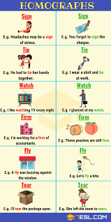 Homograph List Of 150 Homographs From A Z With Examples 7 E S L Homographs English Vocabulary English Verbs