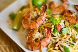 Pit the mango and cut it into thin strips. Grilled Shrimp With Green Papaya And Mango Salad Rasa Malaysia