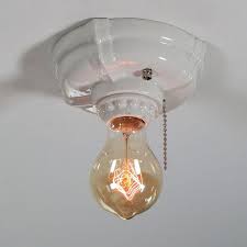 If removing a ceiling fan, uninstall the fan in the following order: Vintage Flush Mount Porcelain Ceiling Light With Pull Chain Sold Ceiling Lights Pull Chain Flush Mount