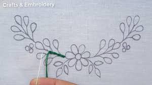The outline of the flower. Hand Embroidery Patterns Simple Neckline Embroidery Tutorial Youtube