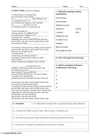 Writing Song Lyrics Worksheet Lemon Tree Lyrics Interactive Worksheet In 2020 Kids Worksheets Printables Songwriting Cursive Writing Worksheets