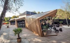 Origami Inspired Boos Beach Club Restaurant Architecture Pavilion Architecture Green Architecture