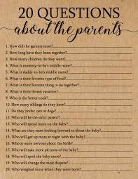 Play this classic tv game at your baby shower. 20 Questions About The Parents Baby Shower Game 20 Questions About The Parents Virtual Baby Shower Ideas Baby Shower Questions Virtual Baby Shower