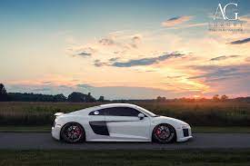 White Audi R8 Forged Wheels Air Suspension Staggered Audi R8 Audi Expensive Sports Cars