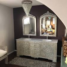 Moroccan bathroom vanity lights that will fit any budget. Mother Of Pearl Inlay Bathroom Vanity Chairish