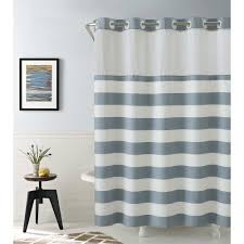 Hookless Coral Reef Shower Curtain In Grey Mist Hookless Shower Curtain Striped Shower Curtains Bathroom Curtain Set
