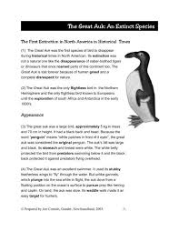 For this list, we're looking at endangered species who are most at risk for going. The Great Auk An Extinct Species