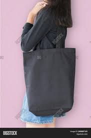 Reusable shopping tote bag mockup set with different fabric colors. Black Tote Bag Mockup Image Photo Free Trial Bigstock
