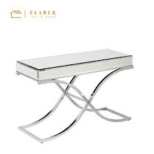 The chrome metal base provides sturdy support along with a fashionable flair that will suit any decor. Accent Modern Contemporary Mirrored Top Chrome Finished Metal Legs Console Table For Hallway Living Room Bedroom Buy Glass Top Metal Console Table Home Decor Metal Carved Coffee Table Modern Accent Stylish Stainless Steel