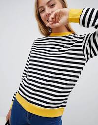 Black And Yellow Striped Sweater Bershka Black And White Striped Sweater With Contrast Edge In Multi Asos Striped Jumper Striped New Outfits