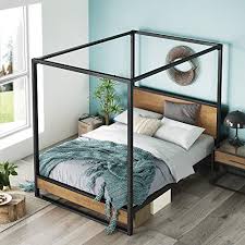 The gold metal sides of the canopy bed frame offer stability, while a center gold metal rail adds additional support, giving your little one a safe and beautiful place to rest her royal head at night. Zinus Suzanne Metal And Wood Canopy Platform Bed Frame No Box Spring Needed Wood Slat Mattress Support Easy Assembly Twin Pricepulse