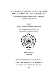 Berapakah hasil pemfaktoran dari bilangan berikut ini 16x2 − 9y2 ? Top Pdf Analisis Kesalahan Dalam Menyelesaikan Soal Operasi Bentuk Aljabar Pada Siswa Kelas Vii Semester Gasal Analisis Kesalahan Dalam Menyelesaikan Soal Operasi Bentuk Aljabar Pada Siswa Kelas Vii Semester Gasal Sekolah Menengah