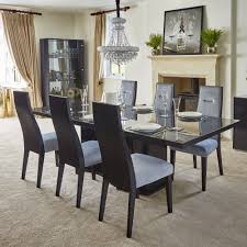 Rectangular dining tables are efficient tables that are available in a variety of sizes and proportions for seating two to twelve people. Monte Carlo Slate Grey High Gloss Extending Dining Table 6 Chairs